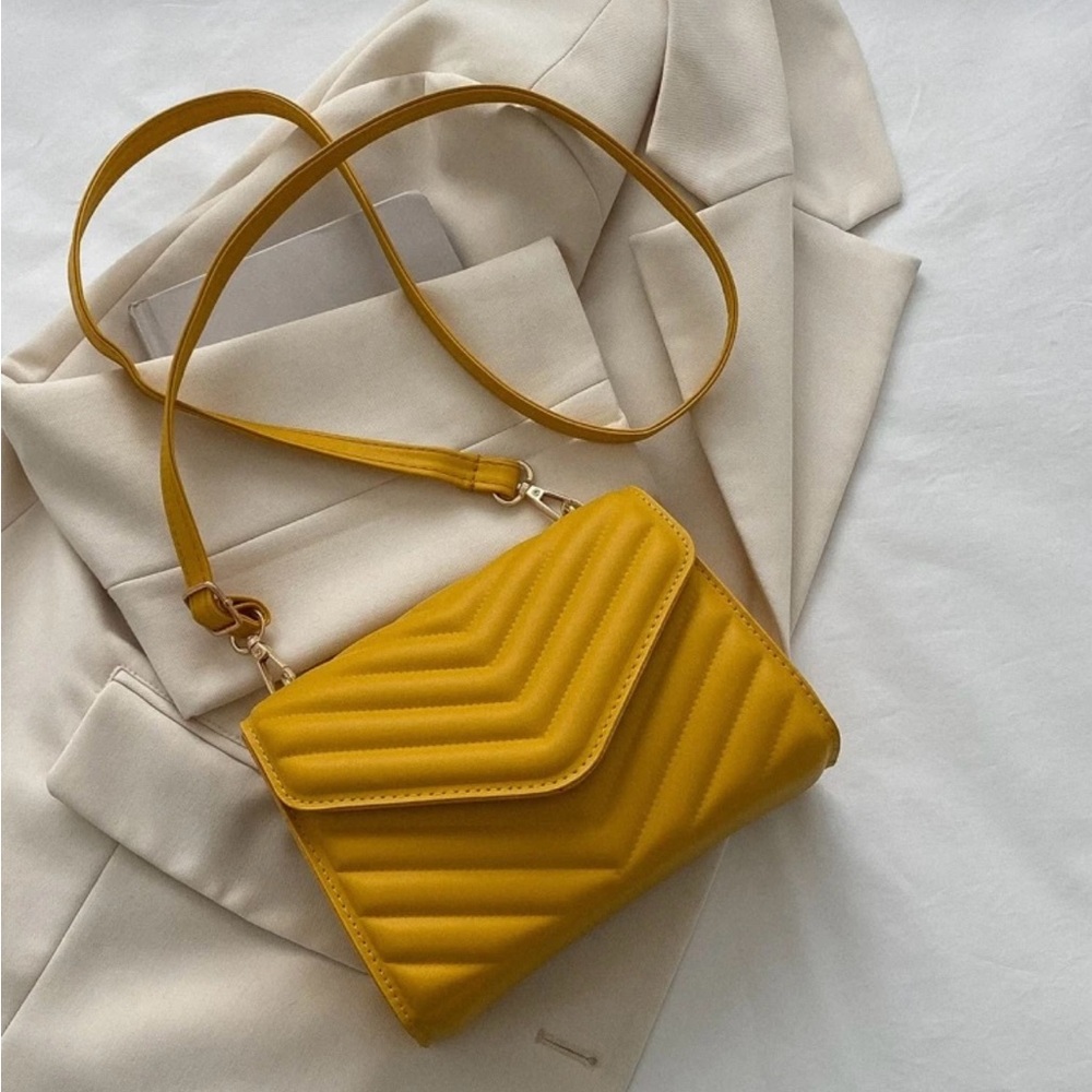 Minimalist Style Mustard Crossbody Bag